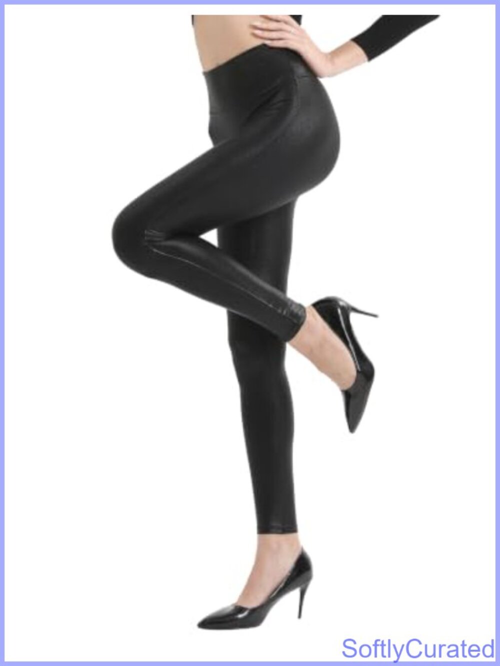 Faux Leather Leggings High Waist Slim Fit Yoga Pants